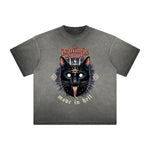 Camiseta gótica lavada de peso pesado con motivo de muerte