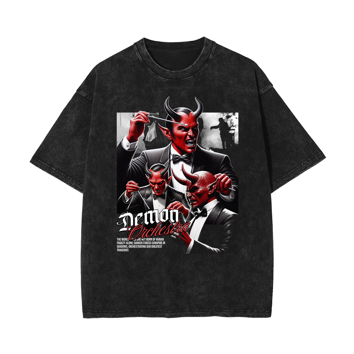 Camiseta gótica de algodón lavado con motivo de muerte