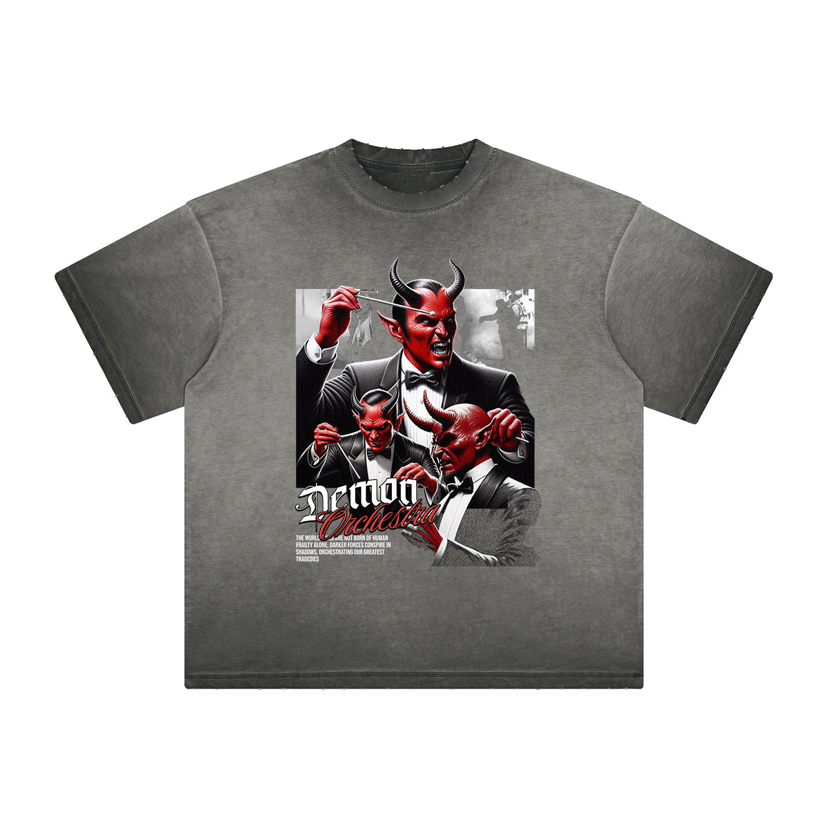 Camiseta gótica lavada de peso pesado con motivo de muerte