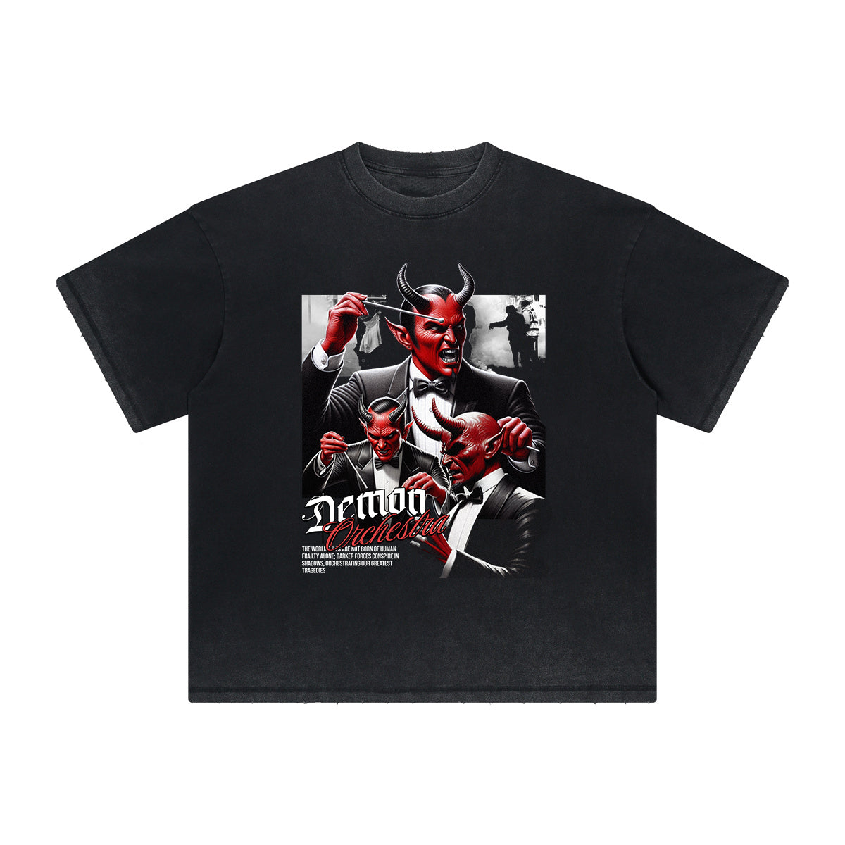 Vintage-Style Frayed Gothic Death Motif Tee