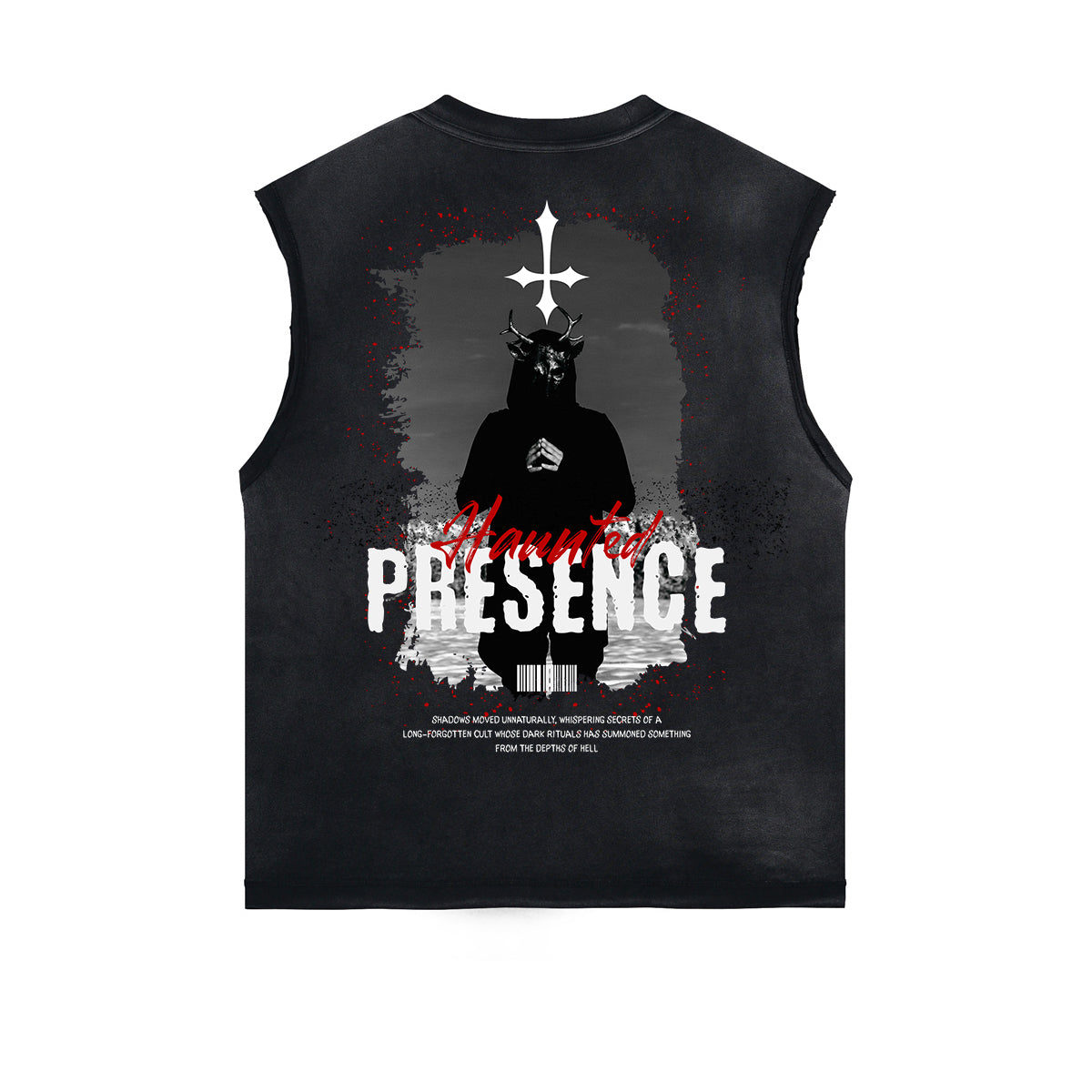 Distressed Gothic Death Motif Tank Top