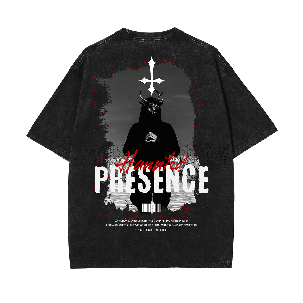 Camiseta gótica de algodón lavado con motivo de muerte