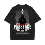 Camiseta gótica de algodón lavado con motivo de muerte