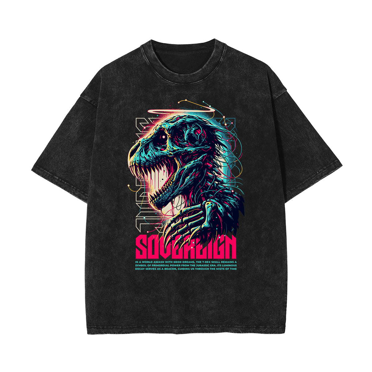 Camiseta gótica de algodón lavado con motivo de muerte