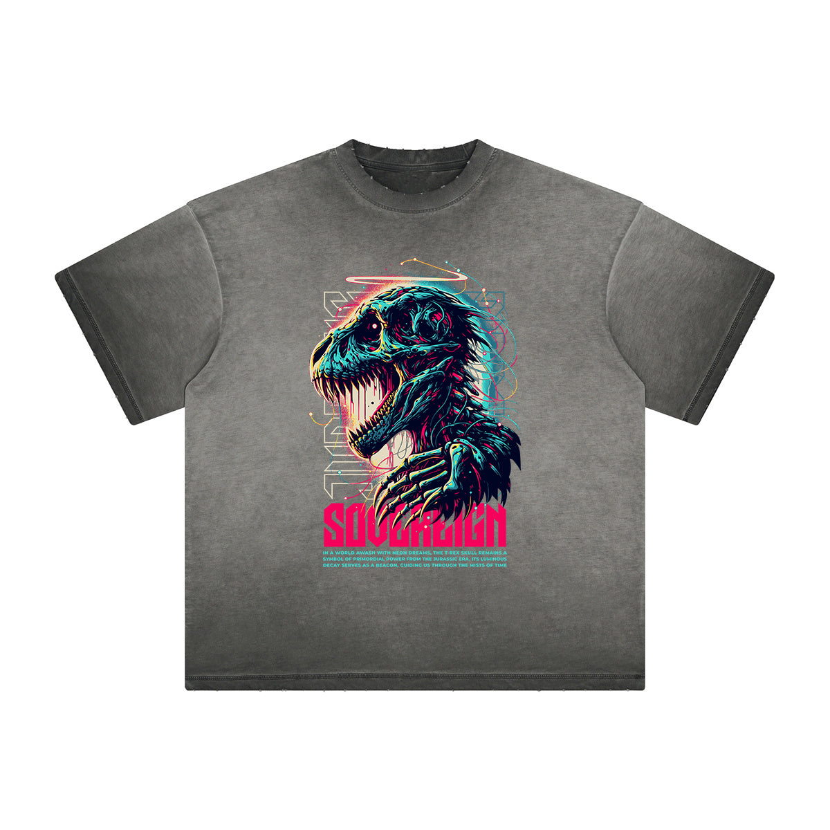 Camiseta gótica lavada de peso pesado con motivo de muerte