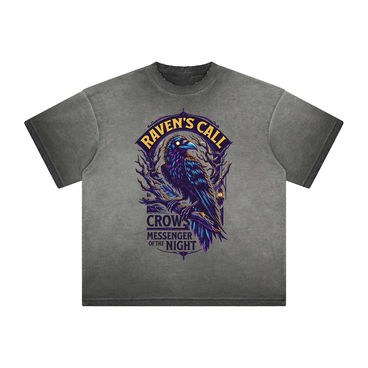 Camiseta gótica lavada de peso pesado con motivo de muerte