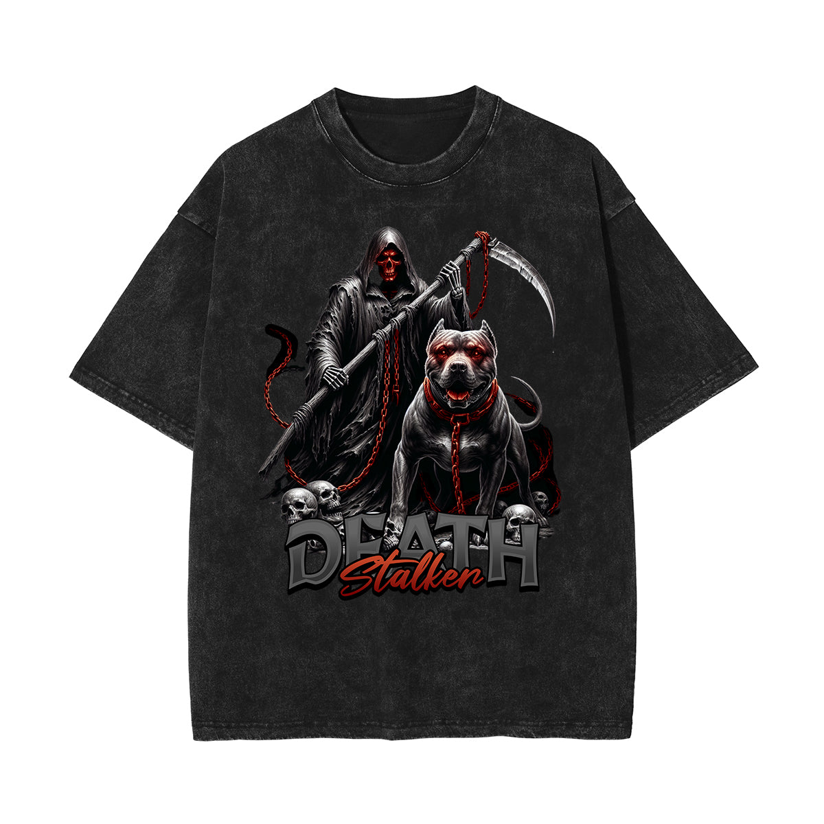 Camiseta gótica de algodón lavado con motivo de muerte