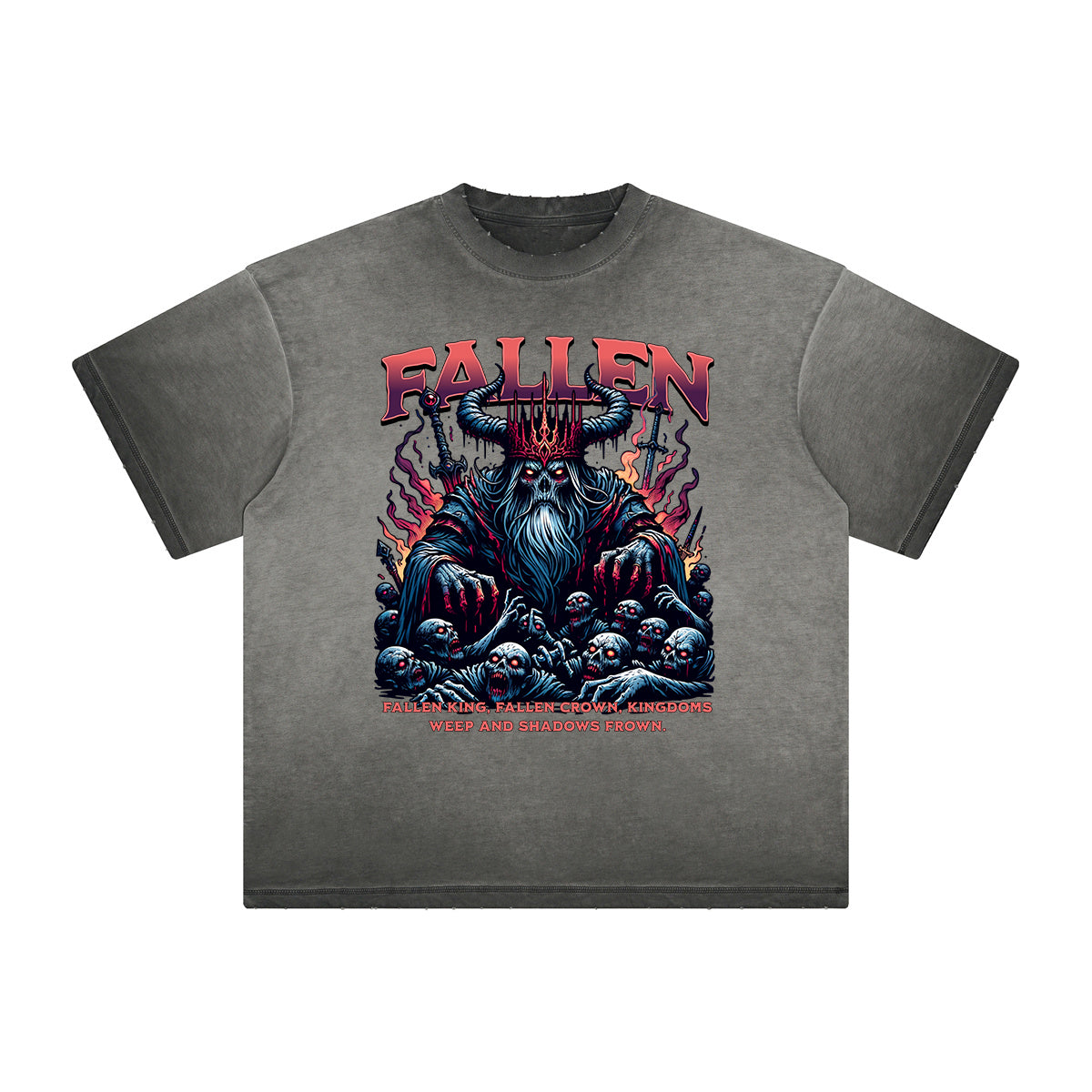 Camiseta gótica lavada de peso pesado con motivo de muerte