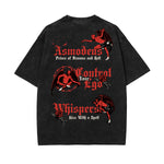 Camiseta gótica de algodón lavado con motivo de muerte