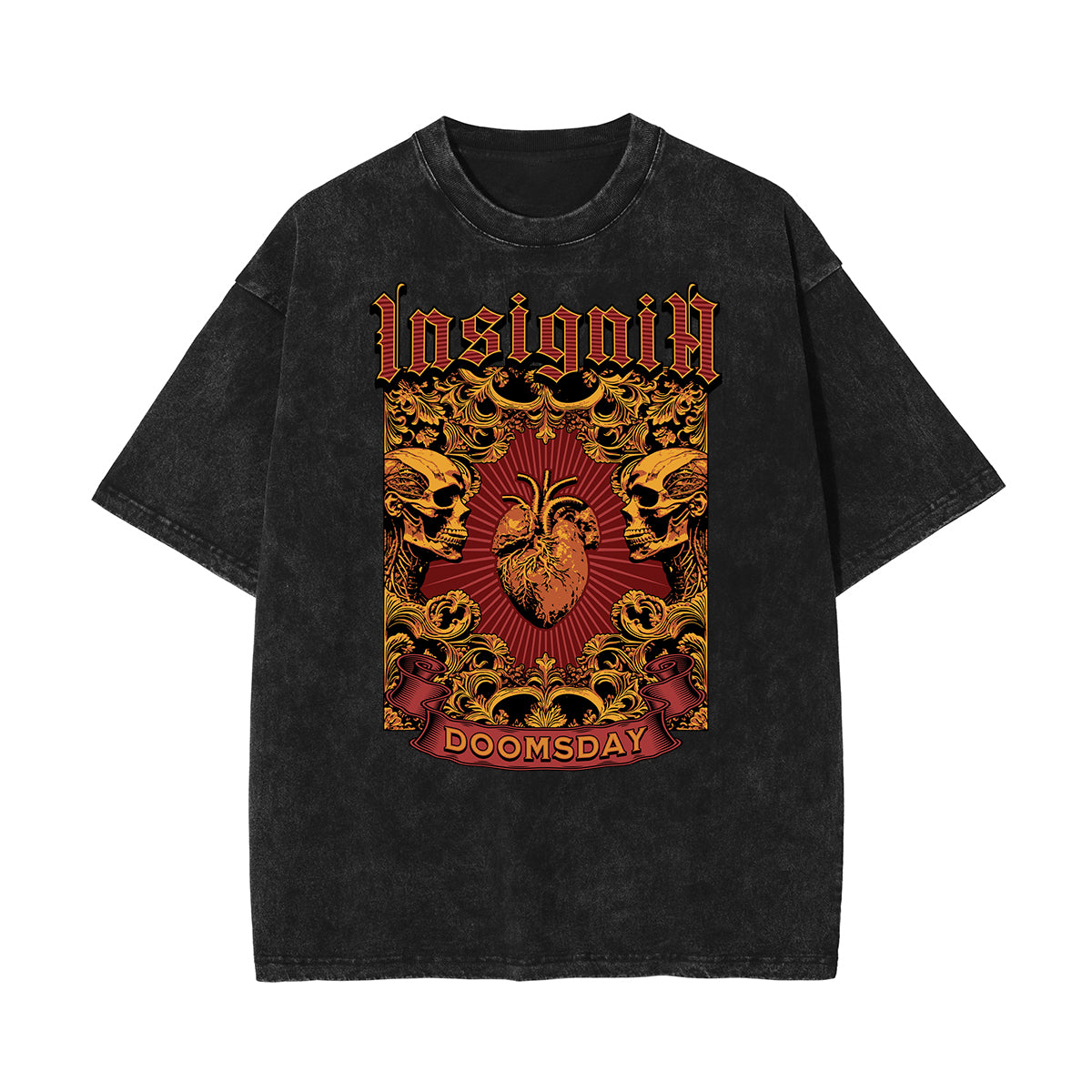 Camiseta gótica de algodón lavado con motivo de muerte