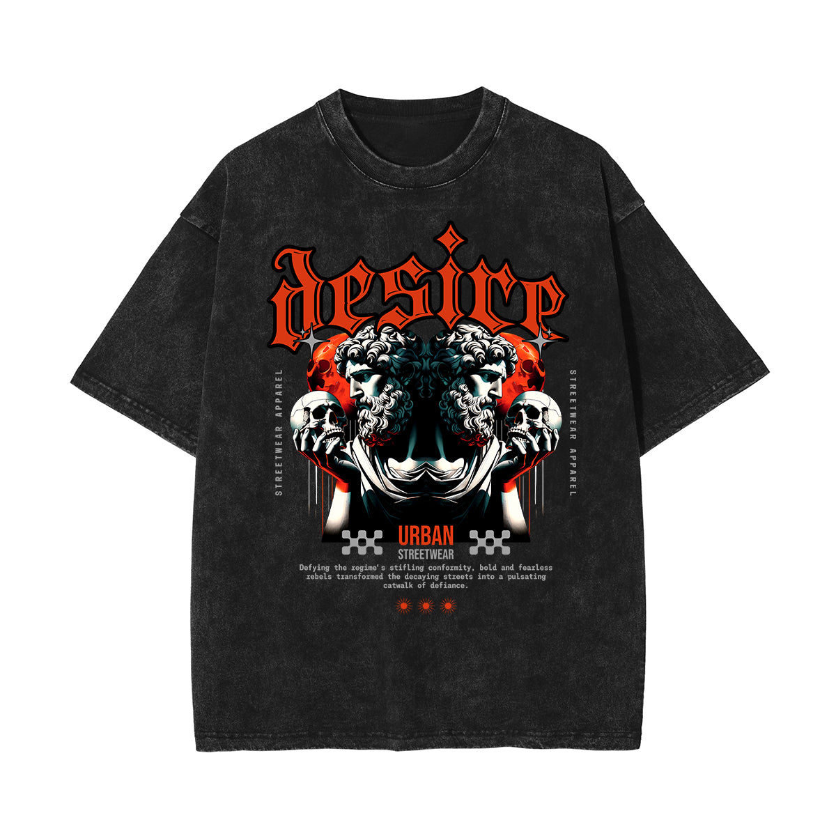 Camiseta gótica de algodón lavado con motivo de muerte