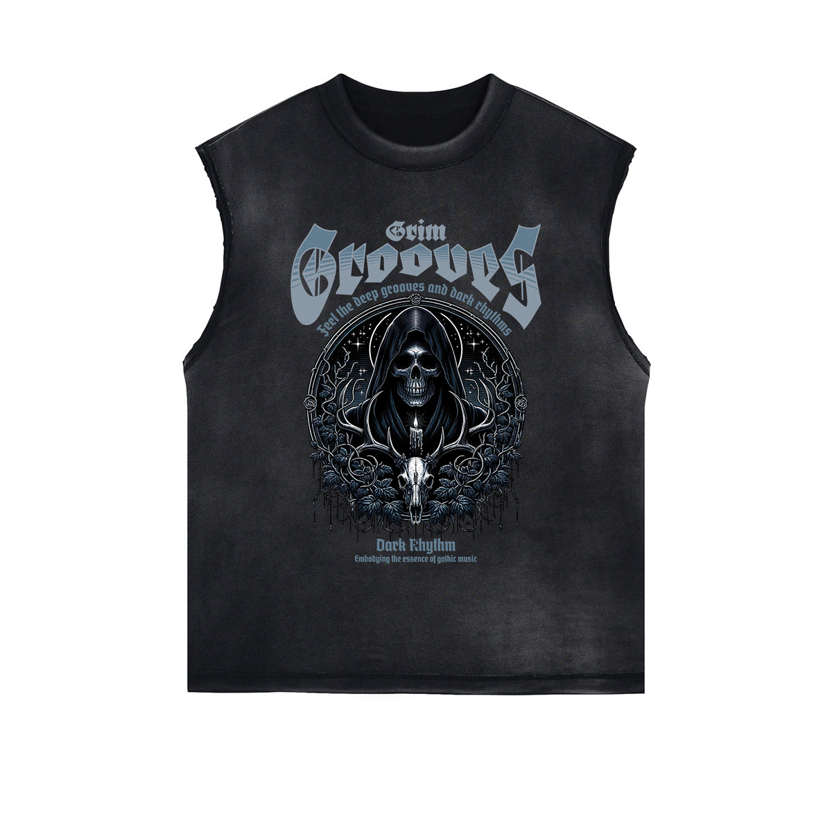 Distressed Gothic Death Motif Tank Top