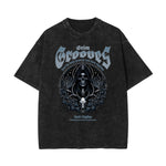 Camiseta gótica de algodón lavado con motivo de muerte