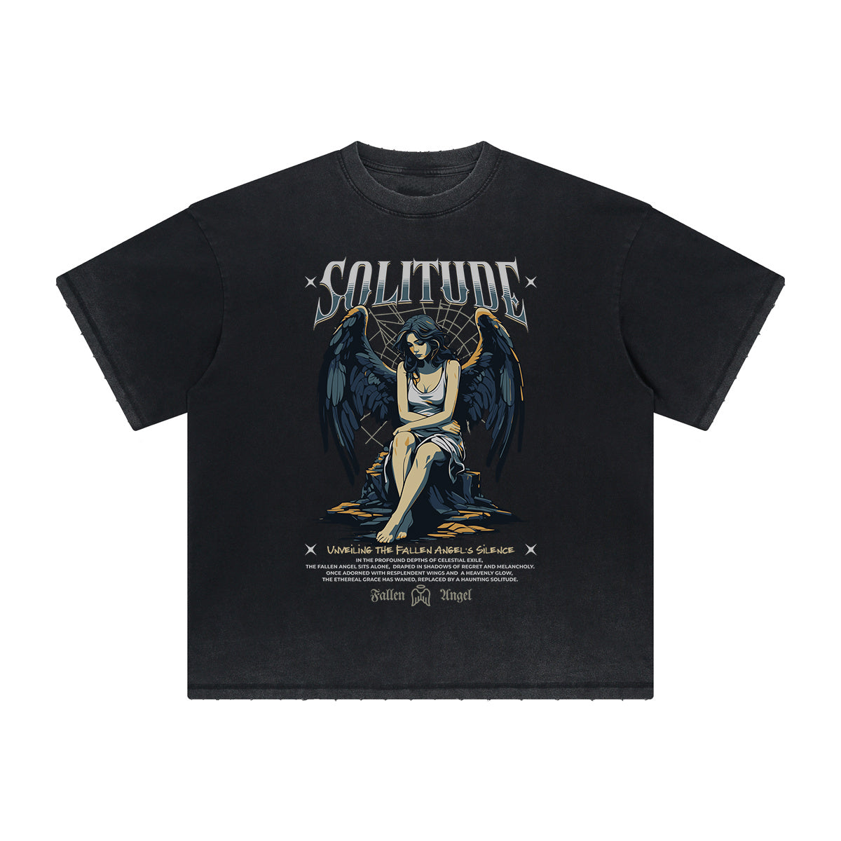 Vintage-Style Frayed Gothic Death Motif Tee