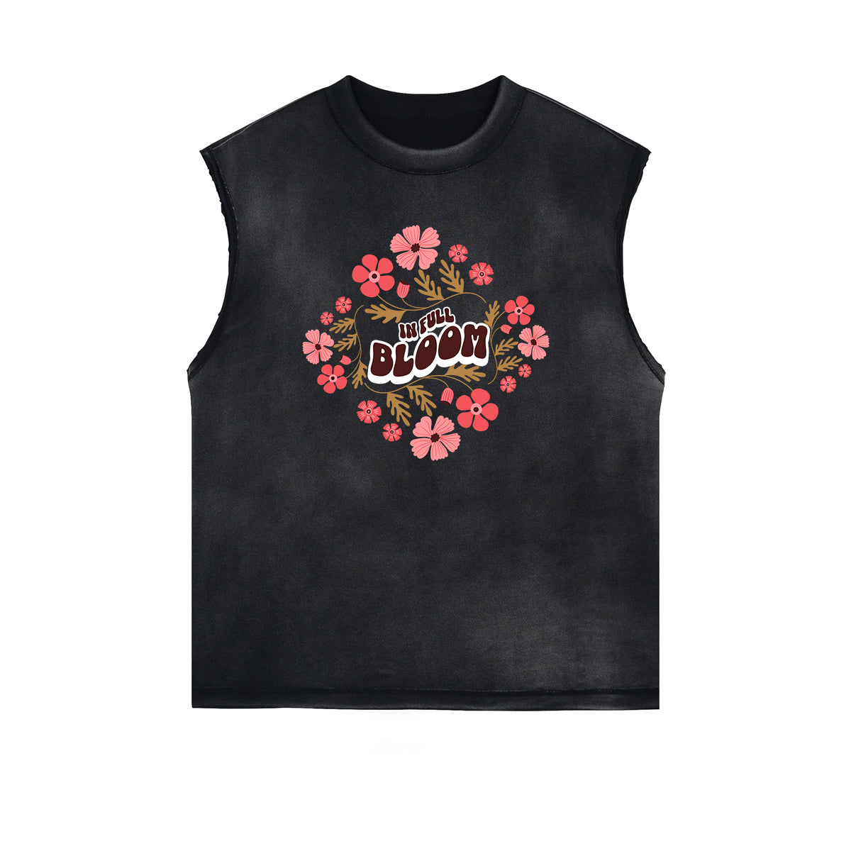 Camiseta sin mangas con estampado floral desgastado