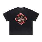 Vintage-Style Frayed Flower Graphic Tee