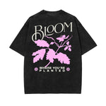 Stone-Washed Flower Graphic T-Shirt