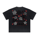 Vintage-Style Frayed Flower Graphic Tee