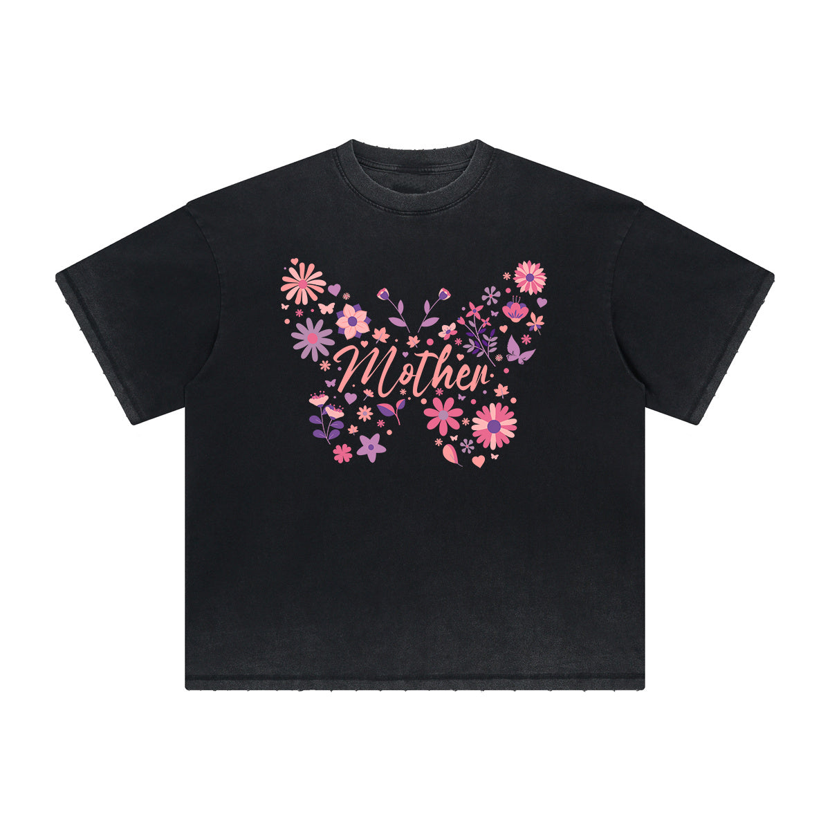Vintage-Style Frayed Flower Graphic Tee