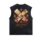 Camiseta sin mangas con estampado floral desgastado