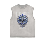 Frayed-Edge Flower Graphic Tank Top