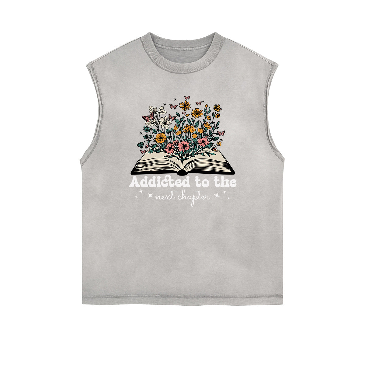 Frayed-Edge Flower Graphic Tank Top