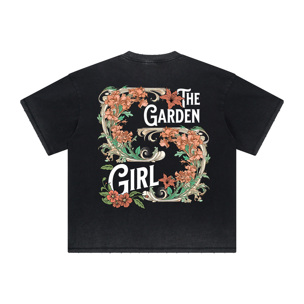 Vintage-Style Frayed Flower Graphic Tee