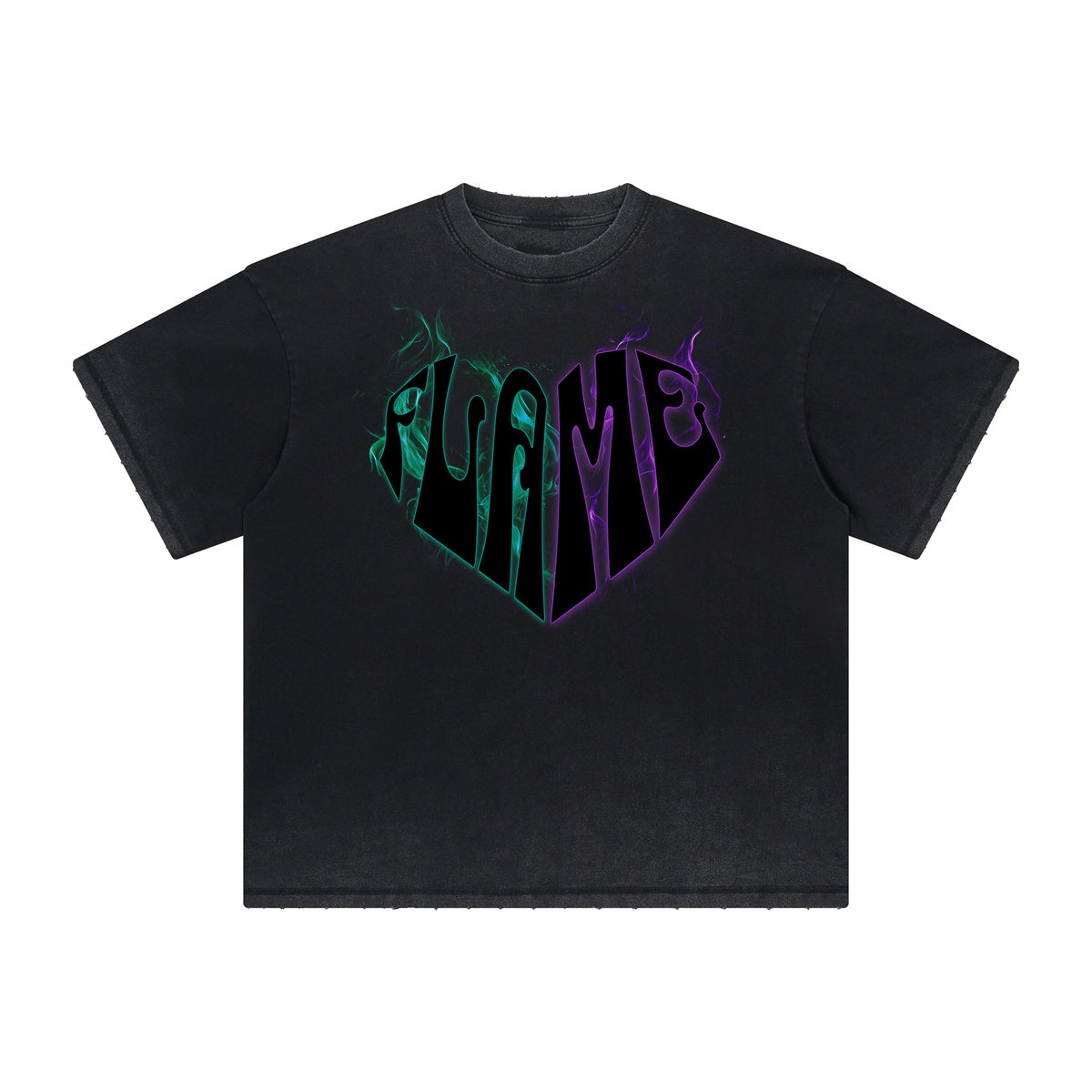 Vintage-Style Frayed Flame Graphic Tee