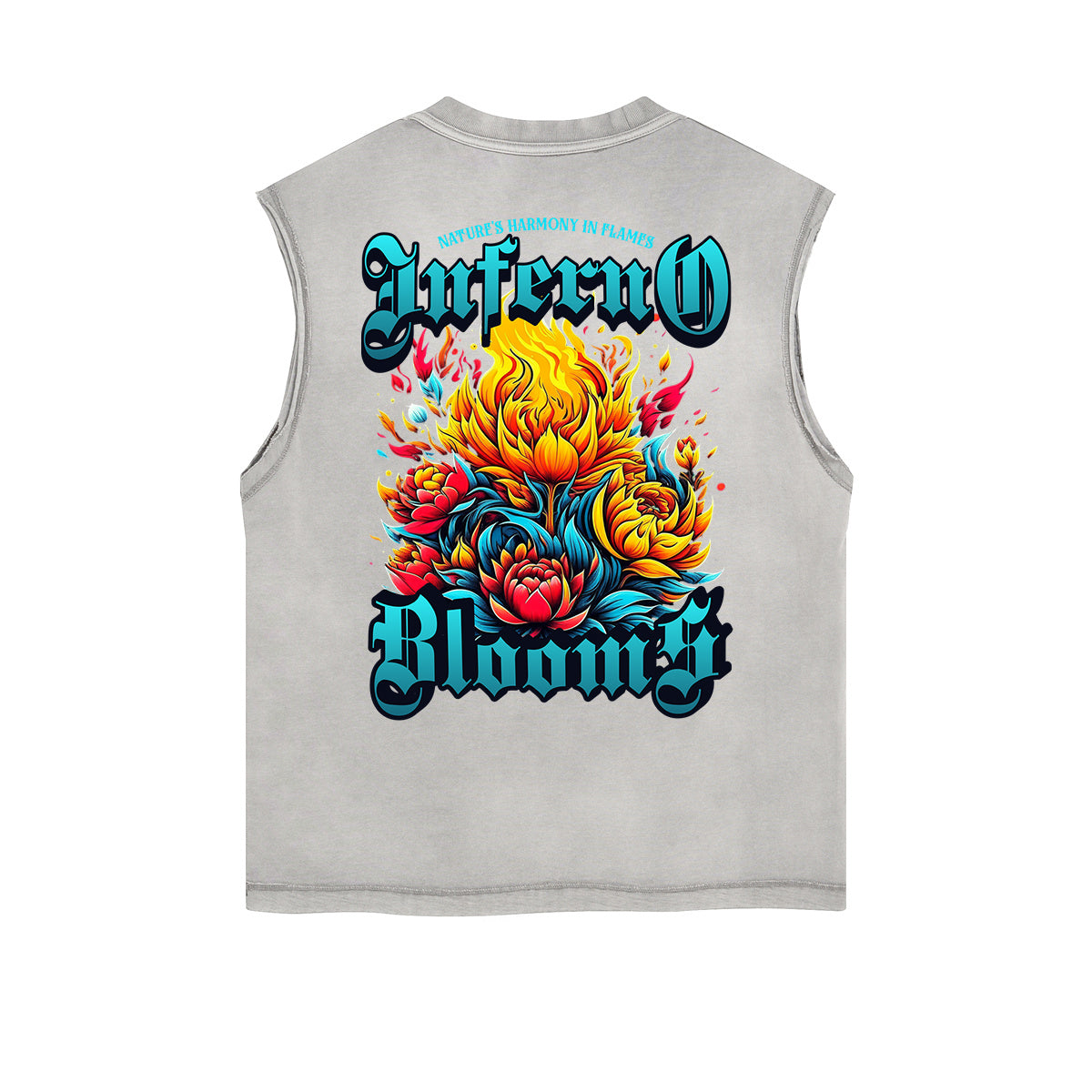 Frayed-Edge Flame Graphic Tank Top