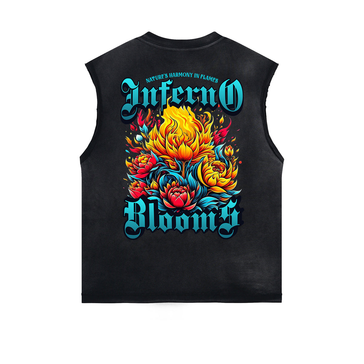 Distressed Flame Graphic Muscle Tank