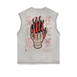 Frayed-Edge Flame Graphic Tank Top