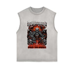 Frayed-Edge Flame Graphic Tank Top