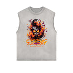 Frayed-Edge Flame Graphic Tank Top