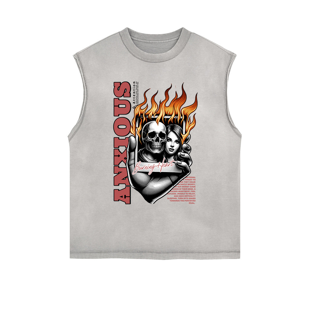Frayed-Edge Flame Graphic Tank Top