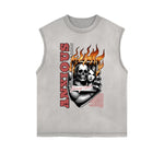 Frayed-Edge Flame Graphic Tank Top