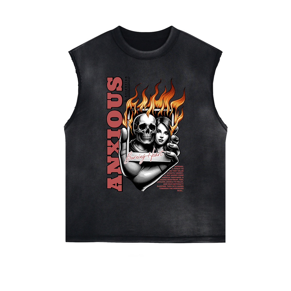Distressed Flame Graphic Muscle Tank