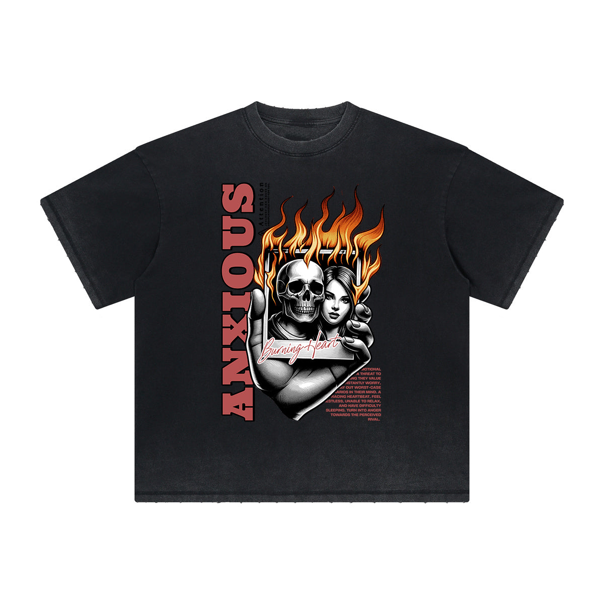 Vintage-Style Frayed Flame Graphic Tee