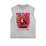 Frayed-Edge Flame Graphic Tank Top