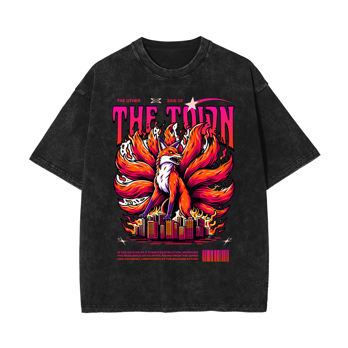 Stone-Washed Flame Graphic T-Shirt