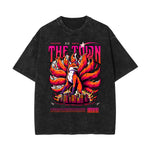 Stone-Washed Flame Graphic T-Shirt