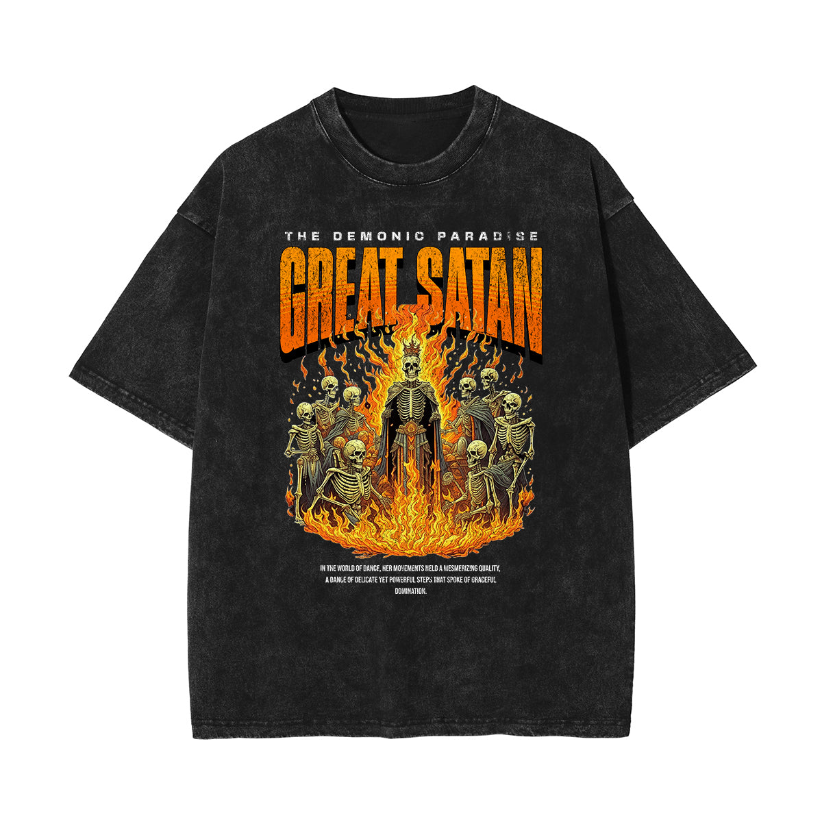Stone-Washed Flame Graphic T-Shirt