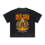 Vintage-Style Frayed Flame Graphic Tee