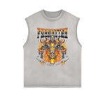 Frayed-Edge Flame Graphic Tank Top