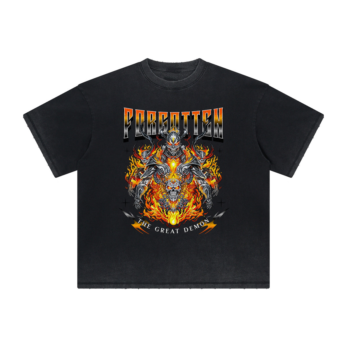 Vintage-Style Frayed Flame Graphic Tee