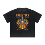 Vintage-Style Frayed Flame Graphic Tee