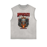 Frayed-Edge Flame Graphic Tank Top
