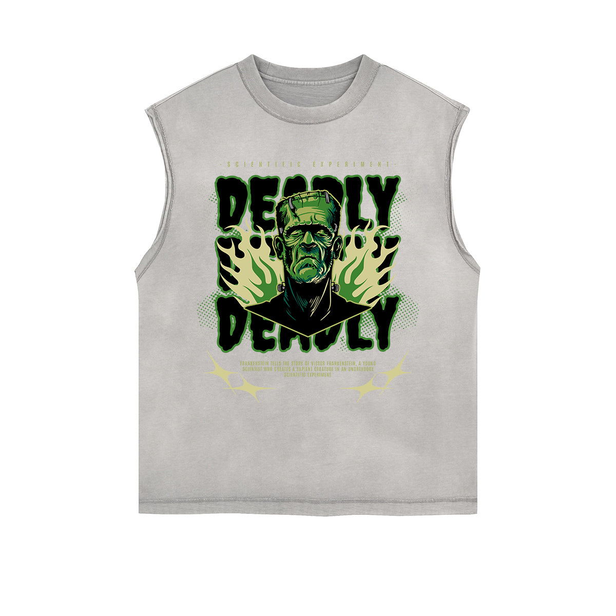 Frayed-Edge Flame Graphic Tank Top