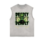 Frayed-Edge Flame Graphic Tank Top