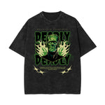 Stone-Washed Flame Graphic T-Shirt