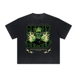 Vintage-Style Frayed Flame Graphic Tee